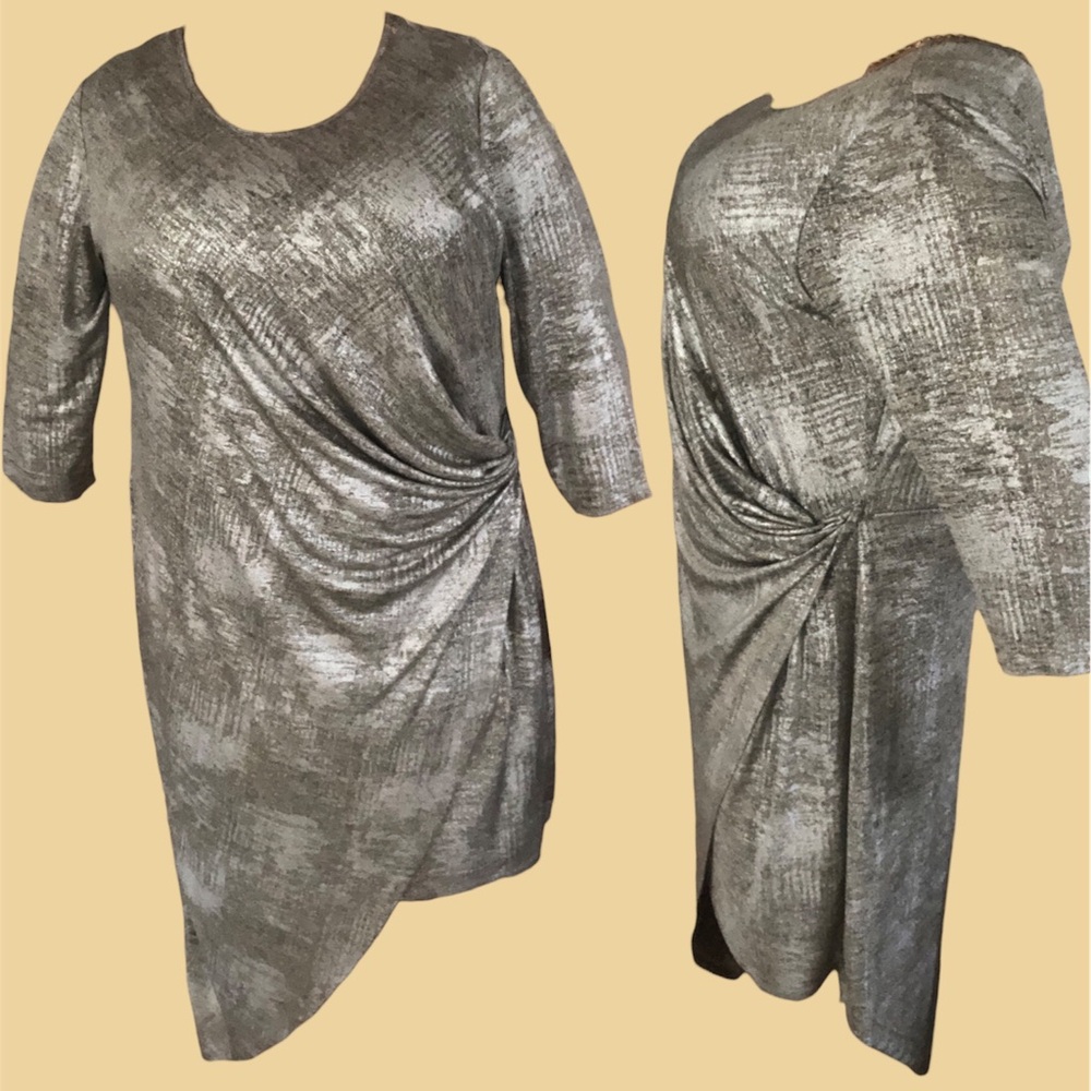 Monroe and Main 2X Metallic Silver Dress Holiday Party Dinner Cruise Formal